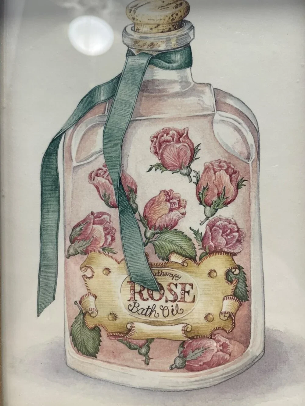 Apothecary prints Bath Oil Bottle in Gold frames Shabby Chic 5x7 Vintage